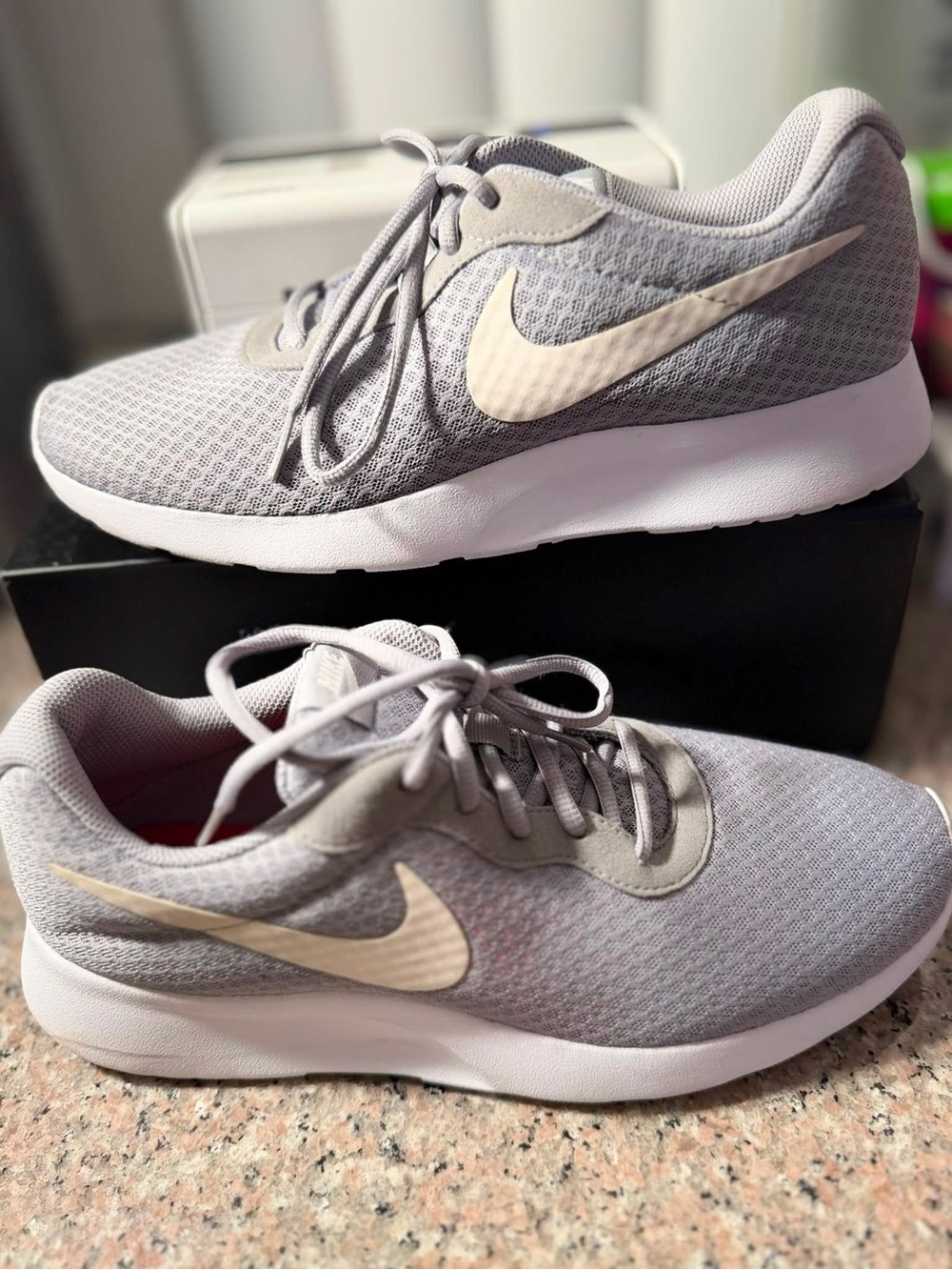 Nike Grey Mesh Athletic Sneakers with Cream Swoosh